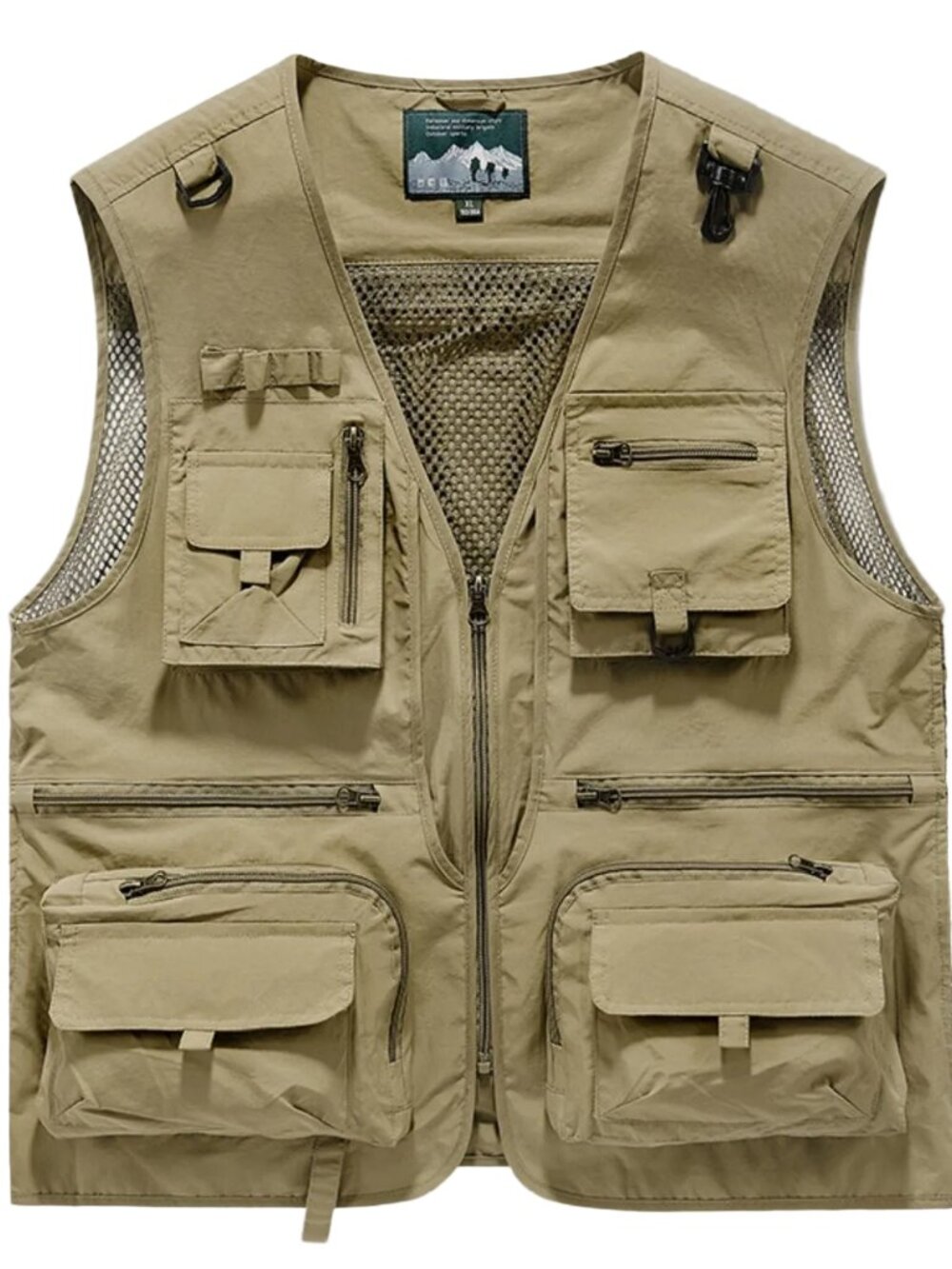 Men's Lightweight Tactical Cargo Vest - Multi-Pocket Breathable Mesh Outdoor Tan